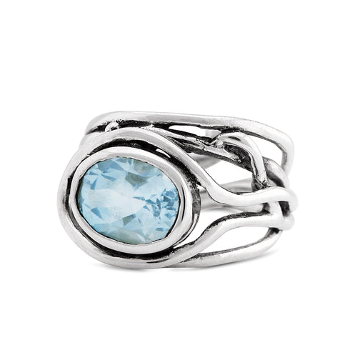 Fossil Ring in silver & various gemstones
